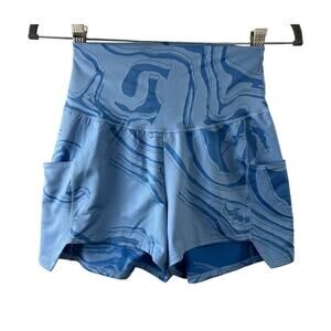 Gymshark Gs Power Blue Jacquard Shorts Stretch Waistband Loose Fit Size X-Small